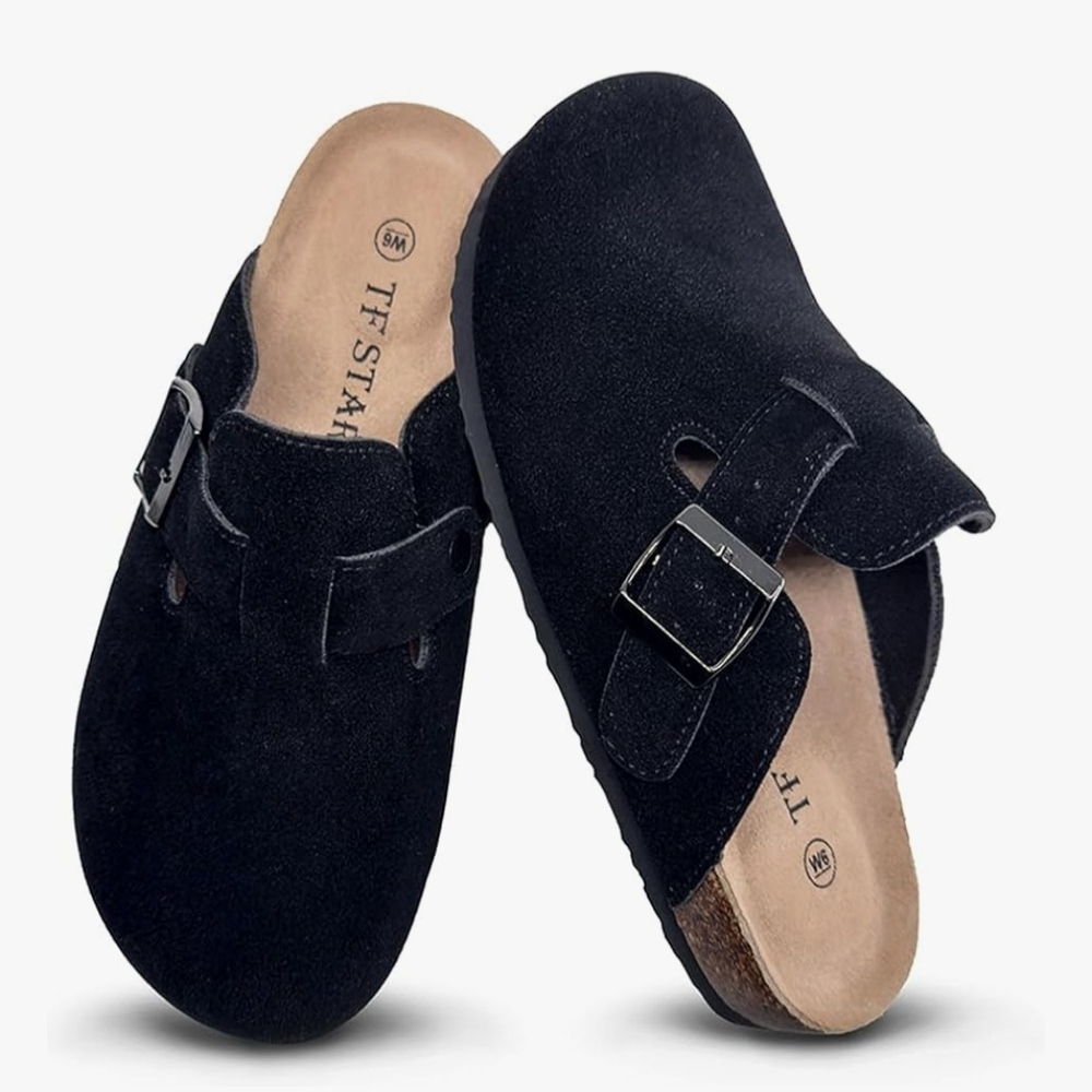 TF‎ STAR Unisex Soft Footbed Clog Leather Cork Clogs Size W-10 M-8 NWOT